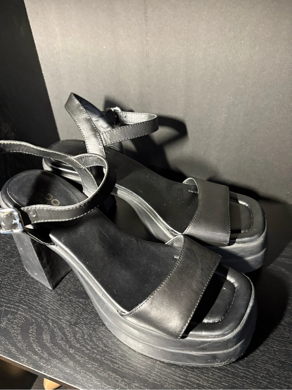 Steve Madden Black Platform Block Heel Sandals